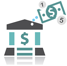 Loan Illustration of Money Flying Out of a Bank